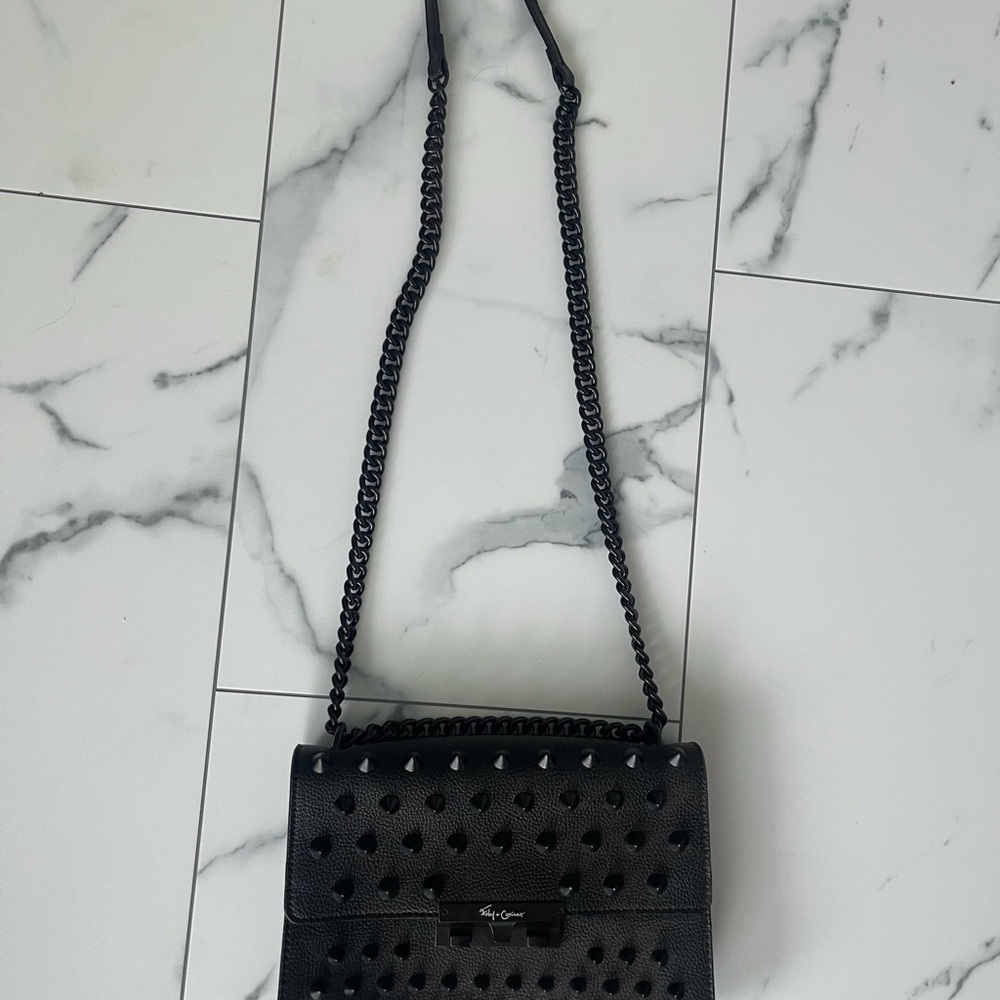 Foley + Corinna Black Crossbody Bag with Studded Design